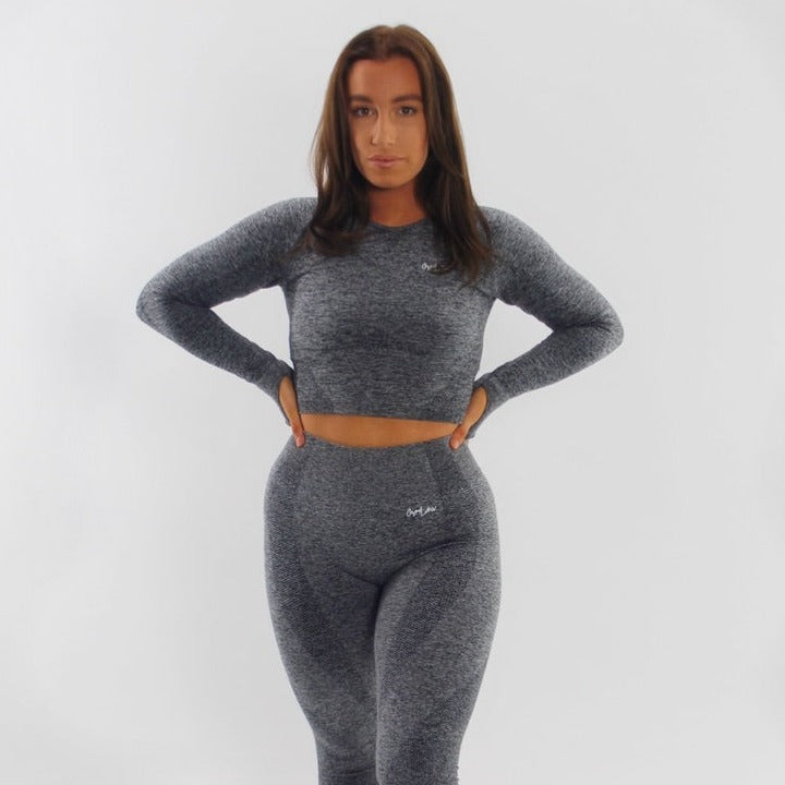 Grey Marl Seamless Crop Top